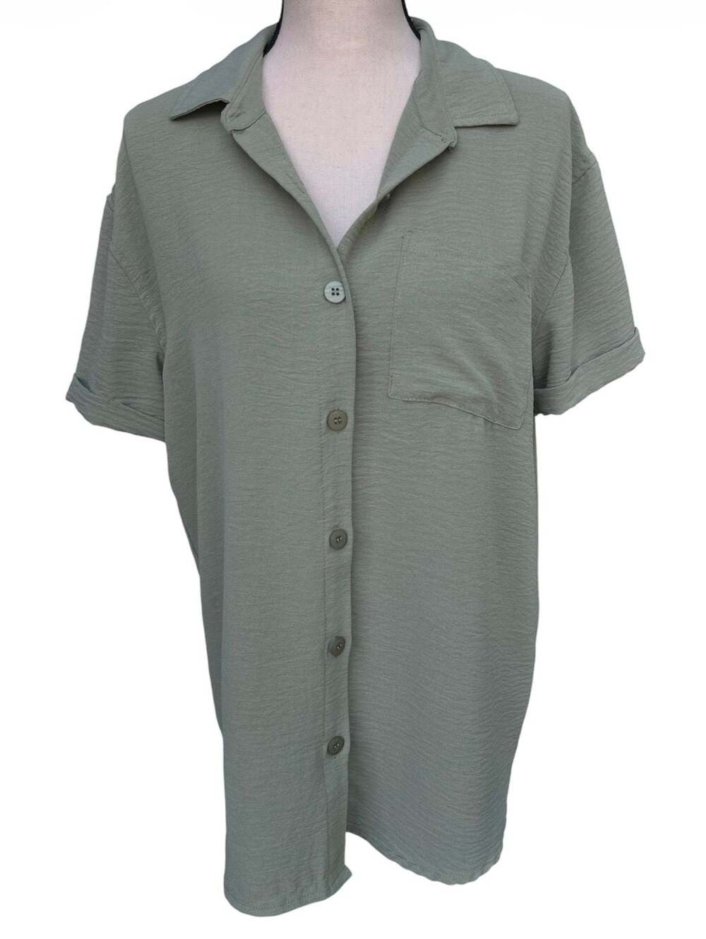 Rachel Paige Women's Short Sleeve Button Down Shirt Size S
